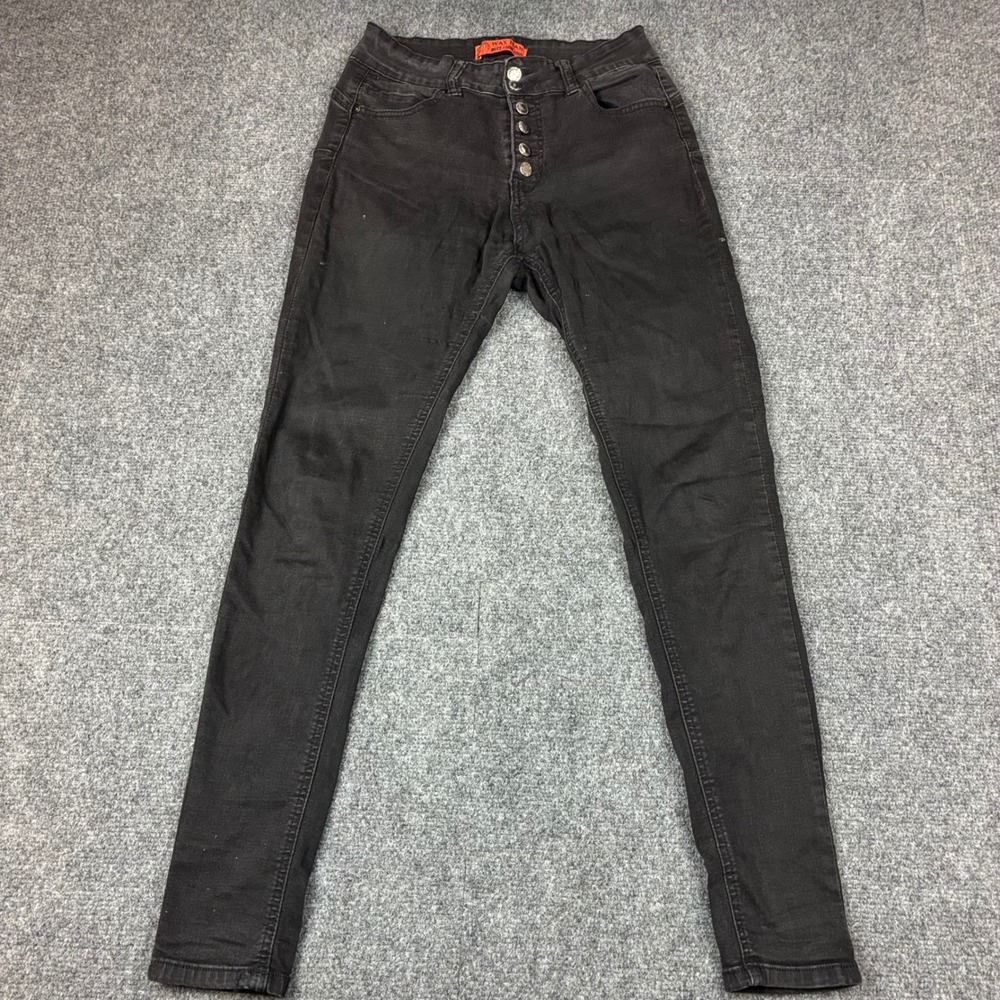 Wax Jean Butt I Love You Black Skinny Jeans‎ High Rise Button Fly Size 9/29 Y2K